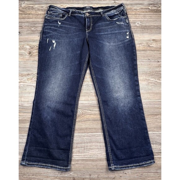 Silver Jeans Suki Denim Capri Blue Jeans Stretch Distressed Women's Plus Size 20 - Picture 1 of 12